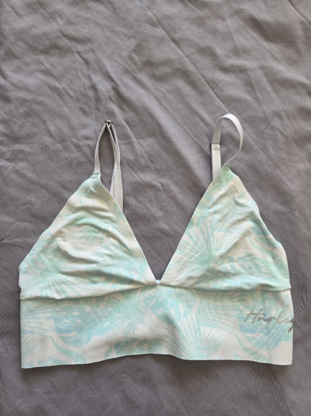Hurley- Light Aqua Floral Seamless Bralette/'Surf Top'